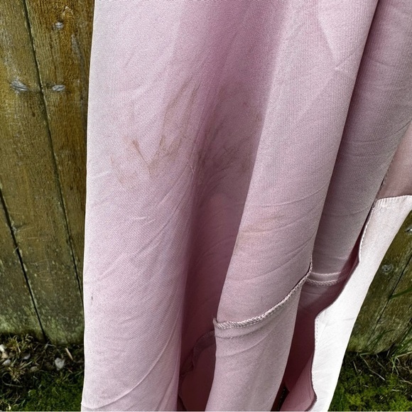 NWT Ieena for Mac Duggal Satin Surplice Bishop Sleeve Ruched A-Line Gown Sz 4 - Picture 11 of 16